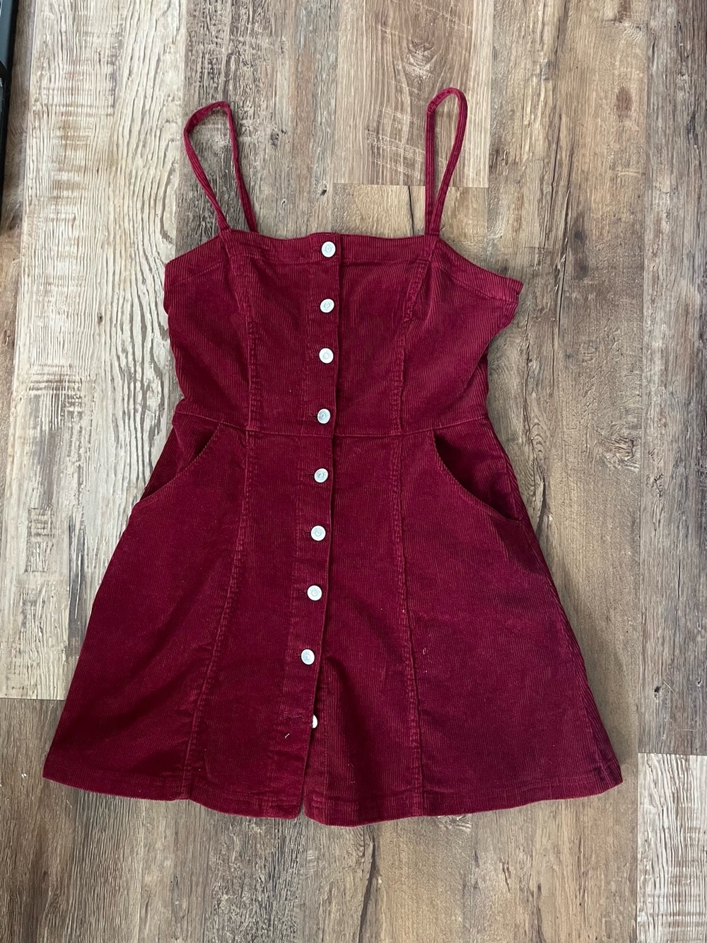 H&M Burgundy Button-Front Mini Dress